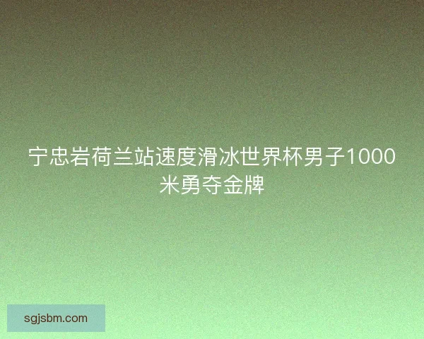 宁忠岩荷兰站速度滑冰世界杯男子1000米勇夺金牌